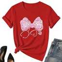 Valentines Nurse Shirt for Women-Valentines Day Bow Short Sleeves Funny Nursing School Tee Tops S