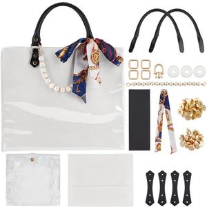 WEBEEDY DIY Tote Bag Making Kit for Adults Beginners DIY Handbag Purse Making Supplies with Handbag Bottom, Handle, Ribbon and More, Handmade Gift for Women Travel Summer Beach Party Birthday,White