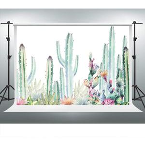 Cactus Floral Backdrop Watercolor Desert Plants Photography Background 7x5ft Fiesta Baby Shower Banner VVYF034