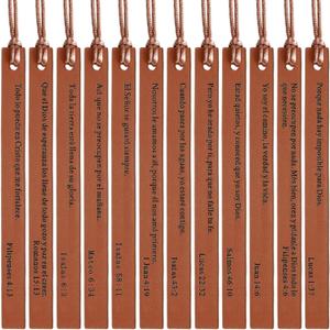 20 Pcs Leather Bible Bookmark Spanish for Women, Separadores De Biblia En Espao Bible Verses Book Markers in Spanish Religious Gifts for Church Club Book Lovers Readers Supplies(Brown)