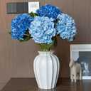 DUYONE 3PCS 22 inch Realistic Artificial Hydrangea Large Flowers Artificial Flowers Dry Flowers Outdoor Wedding Christmas Office Family Party Living Room Table Decoration (Dark Blue)