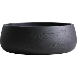 Olly & Rose Copenhagen Large Ceramic Planter Bowl Shallow Plant Pot - Matt Black Flower Pot Indoor and Outdoor Garden Dcor