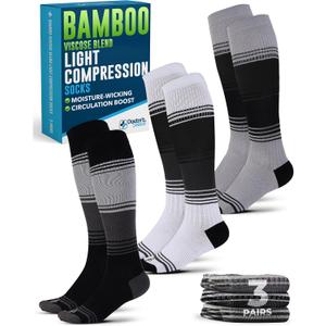 Doctor's Select Bamboo Viscose Light Compression Socks for Women & Men - 3 Pairs, 8-15 mmHg Compression Socks, Knee High