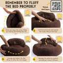 PetJett Calming Dog Bed for Small Dogs 23" Donut Dog Beds, Anti-Slip & Washable Fluffy Plush Faux Fur Pet Bed, Anti-Anxiety Premium Comfort Round Puppy Bed, Fits Dogs up to 25 lbs, Brown, Small