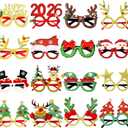 HAFZYRYS 16Pcs Christmas Glasses Glitter Holiday Party, Cute Christmas Glasses Frames, Christmas Eyeglasses Party Decorations for Christmas Party Favors Holiday Favors (One Size Fits All)