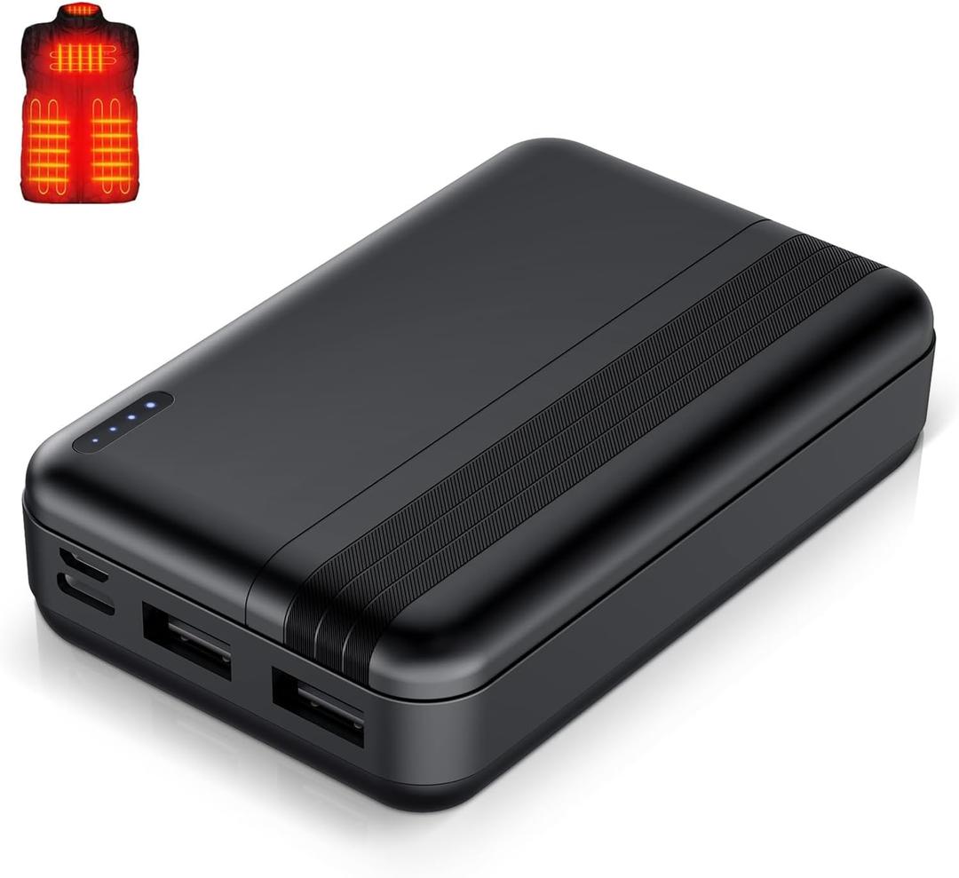 5v/2a Heated Vest Battery Pack 10000mah Power Bank for Heating Vests Jackets Coats Hoodies USB Battery for Electric Vest Jacket for Men for Women (Not Compatible with 7.4V Heated Clothing)
