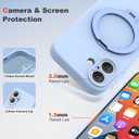 Compatible with iPhone 16 Case 6.3'' with 360 Spin Magnetic Ring Stand[Compatible with Mag-Safe] Soft Liquid Silicone 16 Case for Men Women,Blue