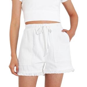 BOOPH Little Girls Jean Shorts Denim Elastic Waist Drawstring Shorty Shorts for Teen Girls 11Y, 12Y (White)