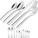 45-Piece Silverware Set Flatware Cutlery Set Service for 8, Durable Stainless Steel Tableware in Ergonomic Design Size and Weight, Kitchen Utensil Sets with Steak Knives, Rust-proof, Dishwasher Safe