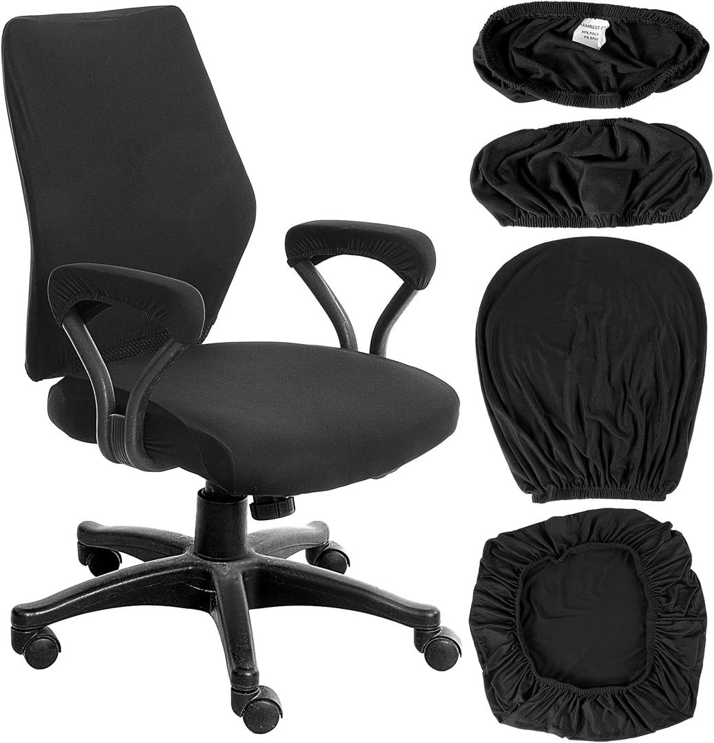 4 Pcs Computer Chair Covers with Armrest - Universal Protective Stretchable Office Chair Cover - Office Gaming Chairs Seat Cover for Swivel Chairs Rotating
