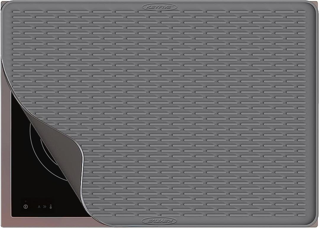 Silicone Stove Top Cover for Electric Stove 28''x20'', Extra Large Dish Drying Mat, 28 x 20 Trivet Mat for Hot Pot, Silicone Stove Top Protector -Grey (Gray)