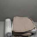 AAAAAcessories D-Shaped Chair Cushions, 2" Thick Dining Chair Pads with Ties and Removable, Machine-Washable Cover, 17" x 16", Set of 3, Oatmeal Beige