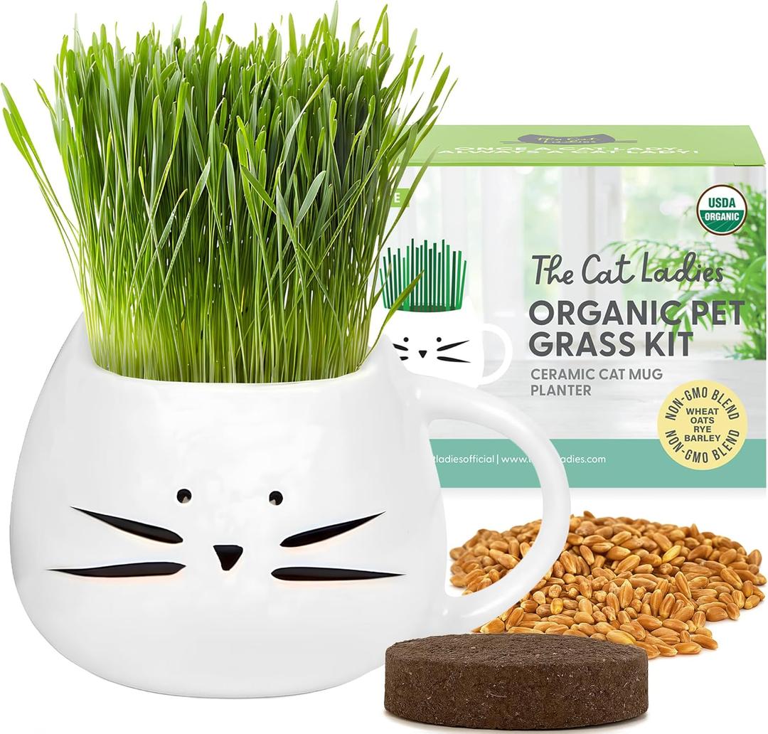 The Cat Ladies 100% Organic Cat Grass Seed (Non GMO) 8oz