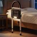 HOMENURSE Bed Rails for Elderly Adults Safety, ASTM Approved Height Adjustable Bed Cane 350 lbs, Bed Rails for Seniors with Light & Storage Pocket, Tool-Free Bed Side Rails Fits King Queen Full Twin