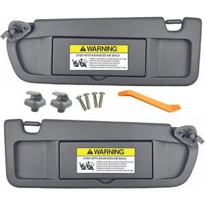 Pair of Left and Right Sun Visors with Clips and Screws for Honda Civic 2006 2007 2008 2009 2010 2011 Interior Sun Visor Replacement (Dark Gray)
