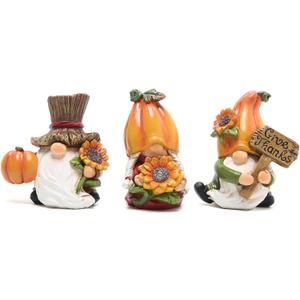 Hodao 3pcs Fall Thanksgiving Pumpkin Gnomes Decorations Handmade Swedish Tomte Elf for Fall Decor Gift - Thanksgiving Party Home Gnomes Decor - Autumn Gifts