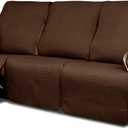 Waterproof Recliner Sofa Cover,Non Slip Couch Cover for Reclining Sofa Washable Furniture Protector with Elastic Straps Pocket for Kids, Pets (Brown, 3 Seater)