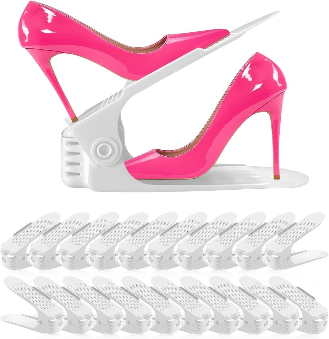 Shoe Slots Organizer 36 Pack - Shoe Organizer Space Saver 50%,Adjustable Thickening Shoe Stackers for a pair of Shoes,Shoe Storage Shoe Rack Holder for closet organization,organizador de zapatos,White