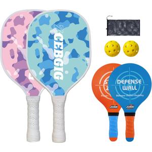Pickleball Paddles Set, 4 Premium Rackets with 2 Balls, Mesh Bag for Indoor and Outdoor Play, Blue