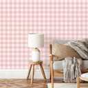 Plaid Peel and Stick Wallpaper 17.7''x393'' Pink Plaid Contact Paper Boho Checkered Wall Paper Self Adhesive Vinyl Removable Wallpaper for Bedroom Nursery Living Room