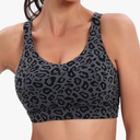 RUNNING GIRL High Support Sports Bras for Women,Racerback Running Bra Workout Crop Tank Tops Longline Sports Bra Push up(WX2946 Deep Coal Multi L)