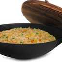 Megachef 14 Inch Pre-Seasoned Cast Iron Wok with Lid