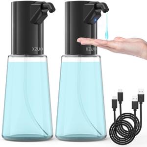 15 oz Automatic Soap Dispenser Touchless Rechargeable Dish Soap Dispenser Bathroom 4 Adjustable KitchenBlack+Black