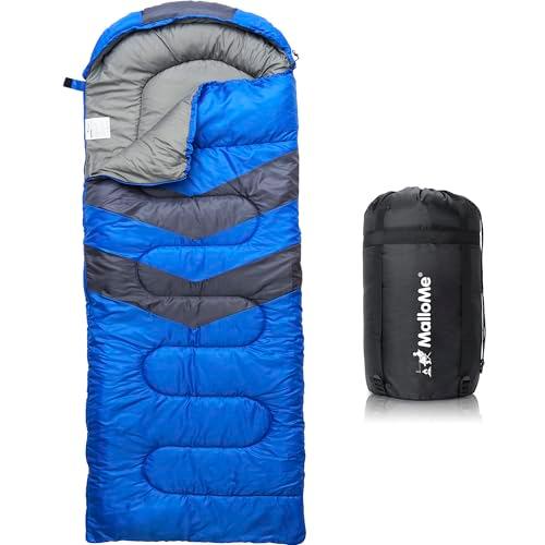 MalloMe Sleeping Bags for Adults for Winter - 0 Degree Camping Cold Weather Sleeping Bag for Kids, Girls, Boys - Lightweight Compact Camping Gear Must Haves Hiking Essentials Sleep Accessories (Blue)