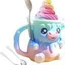 Pink Highland Cow Ice Pint Holder,Cute animal ice cream coolerleak Proof ,Popsicle Cozy Beer Can Cup,Use for ice cream at home to make it more fun (Rainbow)