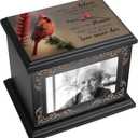 Cremation Urns for Human Ashes Adult Male or Female, Funeral Memorial Urns for Ashes with Photo Frame, Wooden Urns Box and Casket for Men Women, Burial Urn for Adults Up to 200 IBS