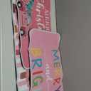 Dunzy 3 Pcs Watercolor Pink Merry Christmas Kitchen Rugs and Mats Set Winter Pink Striped Xmas Tree Stars Kitchen Floor Mats Merry and Bright Non Slip Bathroom Rug Decor for Holiday Decoration