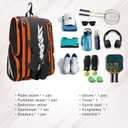 TILDOSAC Pickleball Bag - Large Paddle Bag for 4 Paddles & Accessories - Fence Hook, Extra Pockets, Shoe Compartment