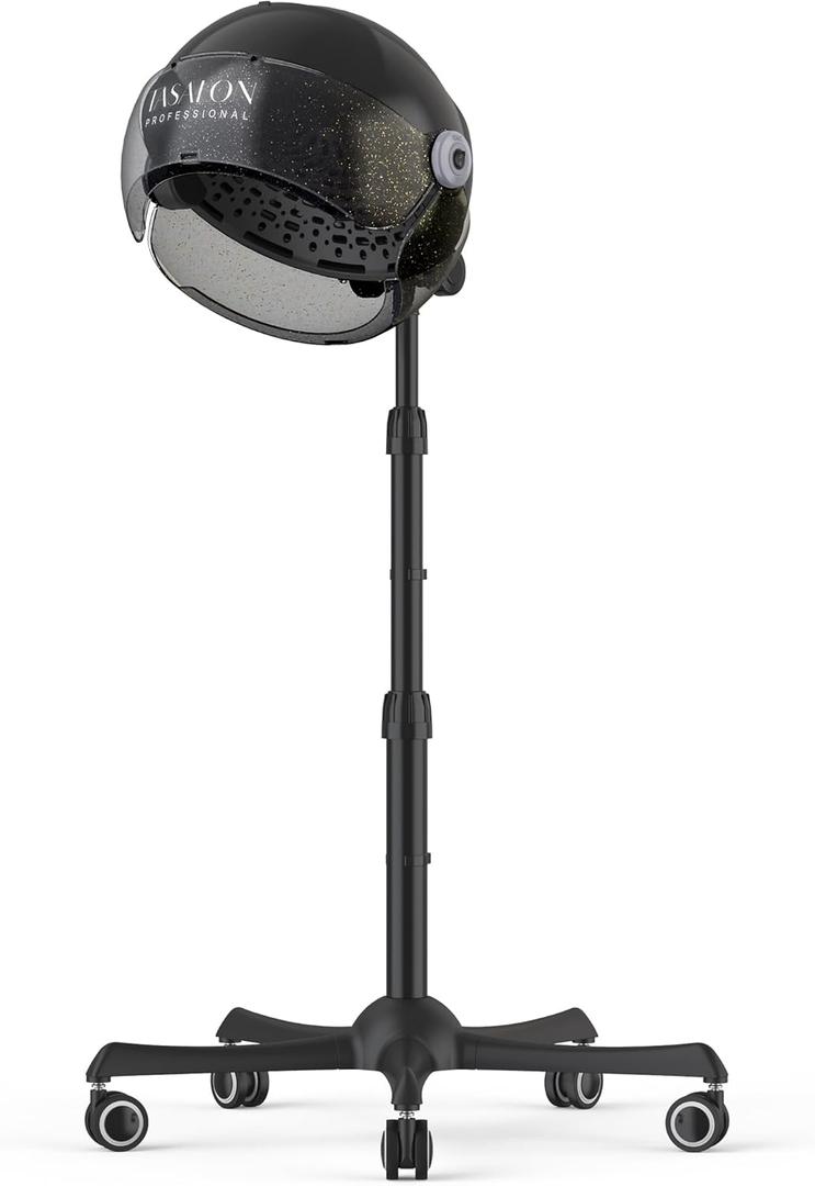 TASALON Ionic Hooded Hair Dryer - 1875W Bonnet Dryer with 3 Temperature Settings - Portable Standing Dryer for Home and Salon (Black) TASALON Ionic Hooded Hair Dryer - 1875W Bonnet Dryer with 3 Temperature Settings - Portable Standing Dryer for Home and Salon (Black)