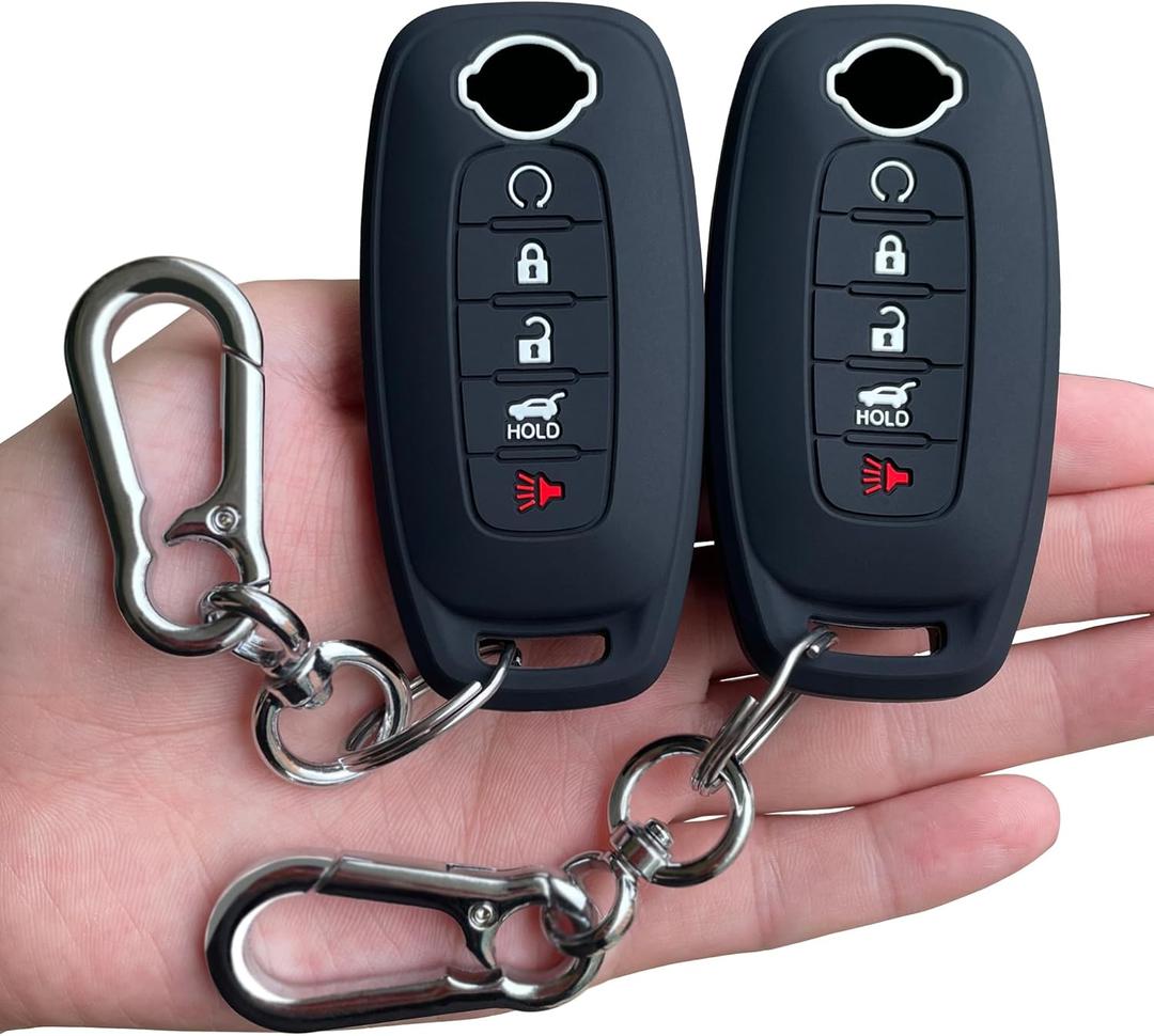 TANDRIVE 5-Button Key Fob Cover for 2023-2026 Nissan Rogue Pathfinder and 2024-2026 Sentra, Silicone, 2-Pack, Black