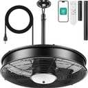 22 Inch Plug in Outdoor Ceiling Fan with Light, IP44 Waterproof Caged Gazebo Fan, Remote/App, 6 Speeds Dimmable LED for Patio Porch Pergola(Black), 21.65 inches / 55 cm