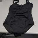 Tempt Me Women Ruched Slimming One Piece Swimsuits Tummy Control Vintage Bathing Suits (Large, Black)