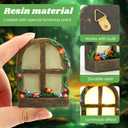 Miniature Fairy Door and Windows Garden Kit Accessories,Glow in The Dark Fairy Door Windows Yard Art Sculpture Decoration Garden Decor(Wood)