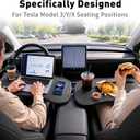 Tesla Model Y 3 S X Foldable Food Tray Desk, Portable Car Laptop Table Compatible with Model Y Juniper & Model 3 Highland, Multipurpose Car Eating Tray for Driver Passenger, Travel Work Accessories