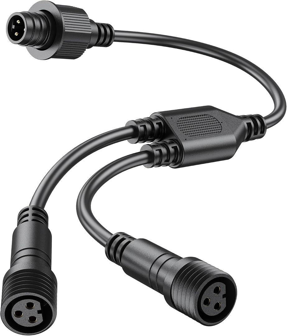 Y-Splitter for Govee Smart Outdoor String Lights 2, (1 Male to 2 Female) Y-Shaped Extension Cable Compatible with Govee ‎H7039 H7037 H7038, 3-Pin Replacement Cord for Patio, Backyard, Balcony