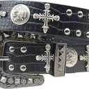 Black Western Cowboy Belt for Men Women Western Cowboy Cowgirl Y2k Studded Belt Western Punk Studded Belts (Fit Waist: "28-34"inch, Skull)