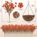 Geegoods Artificial Hanging Baskets for Outdoors Decoration, 24 Pcs Artficial Outdoor Flowers with Hanging Baskets UV Resistant Look Real Orange Mums for Autumn Porch Patio Balcony Yard Home Decor