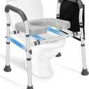 Raised Toilet Seat with Handles, Toilet Seat Riser for Seniors with Adjustable Height & Width, 500LBS Handicap Elevated Toilet Seat with Arms for Elderly, Pregnant, Fit Any Toilet