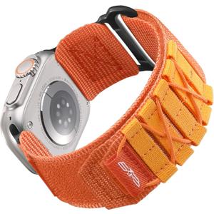 Nylon Strap Compatible with Apple Watch Ultra/Ultra 2 49mm/46mm/45mm/44mm/42mm, Rugged Sport Loop Replacement Band for iWatch Series SE/Series 10/9/8/7/6/5/4/3/2/1, M-Orange
