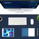K KNODEL Large Office Leather Desk Mat, Mouse and Keyboard Pad, Computer and Laptop Mat, Desktop Protector and Cover, Writing Pad and Blotter (35.4"x17", Dark Blue)