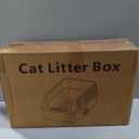 Stainless Steel Sifting Litter Box for Pine Pellets, Sifting Cat Litter Box with Sifter, High Side for Small Cats, Anti-Leakage, Odor Control, Includes Scooper, 22.4" x 14.6" x 11"