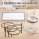 3 Tiered Chilled Serving Trays for Food Parties, 11.8" Stainless Steel Plates with Ice Platter, Absorbent Mat & 10 Fruit Forks, Rotating Cold Serving Tray for Fruit Seafood Vegetable Shrimp