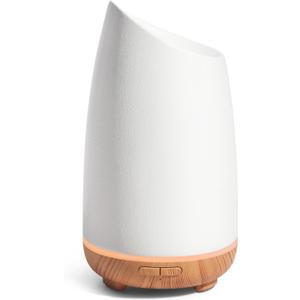 InnoGear 150ml Ceramic Oil Diffuser, Handcrafted Stone Essential Oil Diffuser Aromatherapy Diffusers Ultrasonic Cool Mist Humidifier Vaporizor 2 Mist Modes for Room Home, White Slope Cut Ceramic (Medium)
