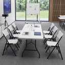 Folding Chair 4 Pack, Portable Heavy Duty Foldable Chair Plastic Seat with Steel Frame for Indoor and Outdoor, Dinning, Party, Wedding, Office, Patio, Garden, White