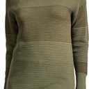 Tribal Women's Turtleneck Two-Tone Ottoman Knit Sweater with High-Low Hem (Large, Clover Leaf)