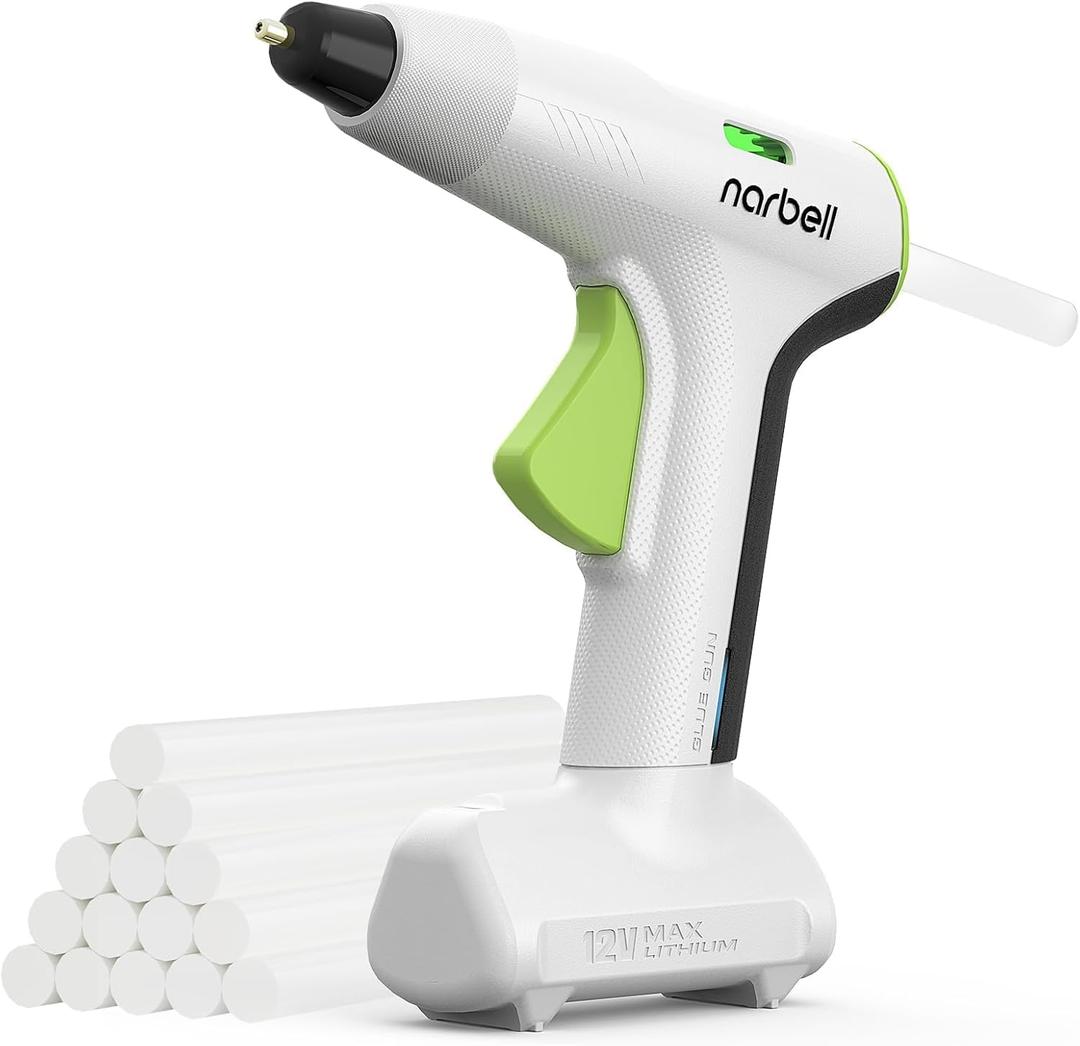 Cordless Hot Glue Gun Kit with 30 Pcs Sticks,Less Drip Nozzle,12s Preheating,2Ah Battery,Auto Shut-Off,for School Crafts DIY Arts Project Home Repairs Party Decorations (12V Grey)